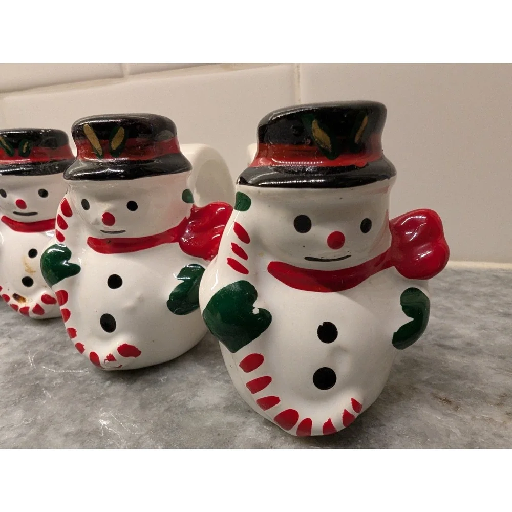 Set‎ of 6 Vintage Ceramic Jolly Snowmen Napkin Holders, Made In The Philippines